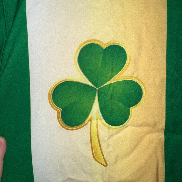 Button-Up Shirt Green/Yellow Size XXL with Shamrock Print Irish Clover NEW - Picture 4 of 10